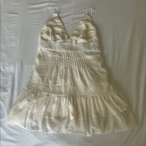 Elegant Ivory Lace Trim Dress